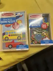 Melissa and Doug wooden puzzle and wooden magnets