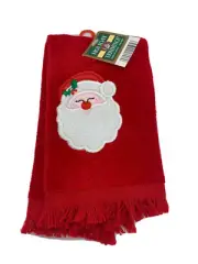 Vintage Christmas Red Hand Fingertip Tea Towel Royal Terry Appliqued Santa NWT