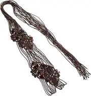 [Healeved] Chain Belt for Women Decorative with Beads Versatile Woven Waist Belt for Skirts Dresses Ethnic Style with Tassels Unique Fashion Accessory