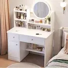 Dressing Table Makeup Table with 3 Drawers Vanity Desk with Mirror and led Light