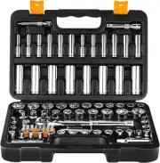 85PCS 1/4" and 3/8" Drive Impact Socket Wrench Ratchet Tool Set: Deep & Shall...