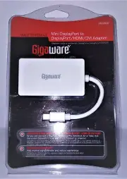 Gigaware Male to Female Mini Display Port to Display Port HDMI DVI Adapter - New