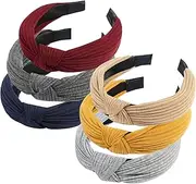 URAQT Headbands for Women, 6 Packs Fabric Hair Band, Wide Plain Headbands Elastic Head Wrap Cute Knot Hair Accessories for Women and Girls