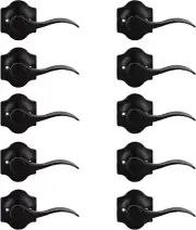 Knobelite 10 Pack Camelot Trim Non-Turning One Side Dummy Door Lever Matte Black