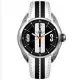 【MINI Swiss Watches 】石英錶 45mm 黑底白條錶面 黑白真皮錶帶