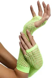 80s Neon Green Fingerless Fishnet Gloves