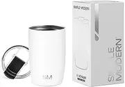 Simple Modern 12oz Voyager Travel Mug Tumbler w/Clear Flip Lid - Coffee Cup Vacuum Insulated Camping Flask with Lid 18/8 Stainless Steel Hydro -Winter White