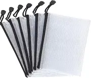 6pcs Zip File Bags,Mesh Zipper Pouch Document,Waterproof Zip File Folders,Multipurpose Bags for School Office Supplies and Business Papers and Books Storage and Cosmetics Storage (A5)