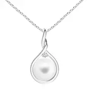 Genevive Silver CZ Shell Pearl Pendant