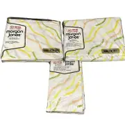 Vtg Morgan Jones Luxury Muslin Full Double Set Fitted Flat Sheet Pillowcases