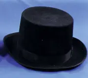 Black Wool Felt Top Hat 2 1/4 Inches Front Brim Quality Jacobson