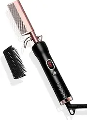 Hot Comb, Electric Hot Comb for Wigs, Hot Comb Hair Straightener with 120-230℃ LCD Display, Quick Heated Afro Comb Women, Anti-Scald Beard Straightening Comb, Hot Brushes for Hair Styling