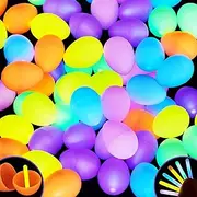 144 Easter Glow Eggs with 288 Mini Glow Sticks for Kids Glow-in-The-Dark Easter Basket Stuffers Fillers Gift, Easter Eggs Hunt Game Party Favors Classroom Decorations Supplies.