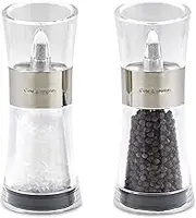Cole & Mason Flip 180 Chrome Salt and Pepper Mill Set, Adjustable Coarseness, Ceramic Mechanism, Acrylic, 154 mm, Filled Salt and Pepper Grinders