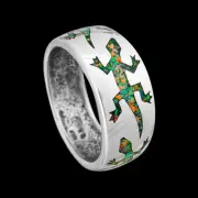 Gecko Ring with Opals, Geck Rings, Navajo Ring, Lizard Ring, Native American...