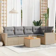 vidaXL 6 Piece Garden Sofa Set with Cushions Mix Beige Poly Rattan