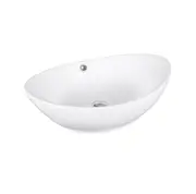 590*385*195mm Oval Gloss White Ceramic Above Counter Basin
