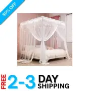 Quick-Install 4 Corners Princess Bed Canopy Mosquito Net - Full, White Elegance