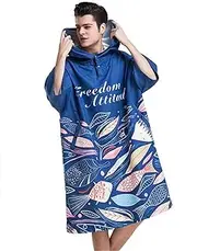 SHTFFW Wetsuit Changing Robe Towel Poncho with Hood Sleeve Pocket for Surfer Swimmer One Size Fit All
