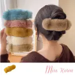 【MISS KOREA】絨毛髮夾/韓國設計甜美復古蓬蓬絨毛鴨嘴夾 毛毛髮夾(5色任選)