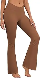 [AegisChic] Flare Wide Leg Yoga Pants Bootcut Bell Bottom Crossover Tummy Control Leggings Workout High Waist Tights for Women