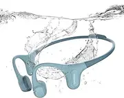 mojawa Run Plus Bone Conduction Headphones Bluetooth, IP68 Waterproof Open Ear Wireless Sports Headphones with 32G MP3 for Running, Swimming, Cycling, Gym and Workout, Blue