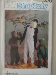 Vintage 1980s Simplicity 6670 Child Costumes Penguin Frog Monkey Size 6 8