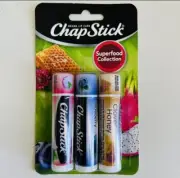 Chapstick Superfood Collection Dragon Fruit Blueberry Clover Honey 3 count 4g