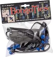 BongoTies BLUE & BLACK "Azure" Bongo Ties -10 Pack "Style-D" ~ Professional cable ties made of natural rubber and bamboo ~ HANDY TIES FOR CABLES AND OTHER UNRULY ITEMS