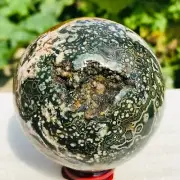 522g Natural Colourful Ocean Jasper Geode Sphere Quartz Crystal Ball Specimen