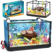 Vocrev Creator Fish Tank Building Sets Kids Toys Set with Light, Sea Turtle Tank Building Block Toy, Creative Gifts for Boys and Girls, Kids, Adults, Beautiful Aquarium Home Decor (753 PCS)