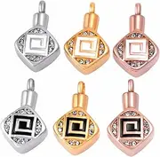 DOTUIARG 6pcs Square Cremation Jewelry That Hold Ashes - 316L Stainless Steel Human Keepsake Memorial Urn Pendant Necklace with Funnel