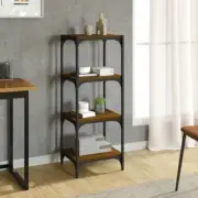 Brown Oak Book Cabinet 40x33x100 cm Engineered Wood and Steel Storage Unit