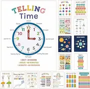 bqw Laminated Educational Posters for Kids, Set of 16, Learning Charts for Toddlers, Preschoolers & Kindergarten, Classroom Decor