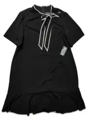 Adrianna Papell Women's Black/White Crepe Tie Neck Lined Dress Size 20W