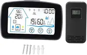 Weather Station Indoor Outdoor Thermometer, Color Display Digital Weather Thermometer, Indoor Outdoor Sensor, Weather Station for Temperature, Humidity, Weather Forecast (Black)