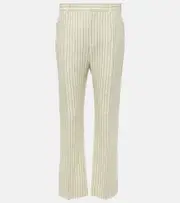 [Tom Ford] Tom Ford Wallis striped wool and silk-blend straight pants UK 14 white