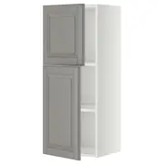 METOD wall cabinet with shelves/2 doors, white/Bodbyn grey, 40x37x100 cm