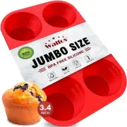 Walfos Silicone Texas Muffin Pan - 6 Cup Jumbo Silicone Cupcake Pan Non-Stic