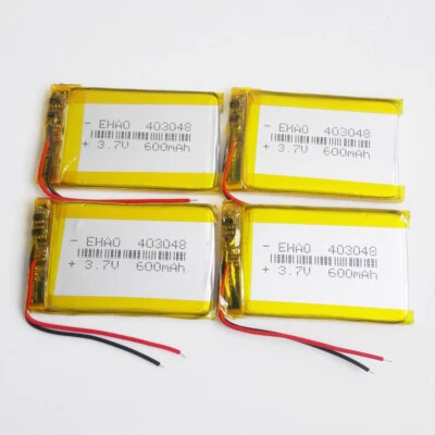 4 PCS 3.7V 600mAh 403048 Rechargeable Battery LiPo For Mp3 Cell Phone Bluetooth