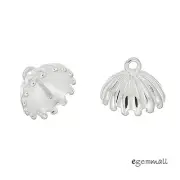 1PC Fine Sterling Silver Flower Bead Caps Pearl Holder 12mm #99280