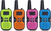 linzezon Walkie Talkies for Kids 4 Pack, Long Distance 10 Channel, Built-in Flashlight, Key Lock, Auto Power Saving, Gifts for Boys Girls Kids Toys 3-12 Year Old