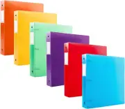50003-6492 6492, 1" Frosted Ring Binder, Set of 6, 6 Assorted Colors, Blueberry,