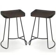 Home Square 2 Piece Backless Counter Stool Set with Metal Base in Espresso