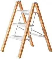 Step Ladder 3-step/4-step Folding Ladder Portable with Anti Slip Pad Aluminum Alloy Step Ladder, Easy to Store, Maximum Load Capacity 150KG, White Folding Step Stool(Small)