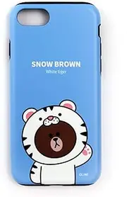 LINE Friends Official Licensed Product for iPhone SE (3rd Generation, 2022), Jungle Brown Dual Guard Snow Brown, 4.7 Inch iPhone Back Cover, Wireless Charging, iPhone SE (2nd Generation) / 8/7