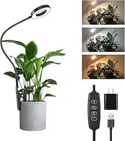 Plant Grow Light, 48 LEDs 3000K+6000K, Full Spectrum Plant Light with 360°Gooseneck, 3/9/12H Timer and 10 Dimmable Levels with 5V 2A Adapters,