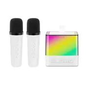 Bluetooth Speaker with 2 Wireless Microphones Portable Mini Karaoke Machine-White