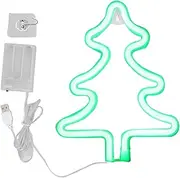 XIASABA Christmas Neon Sign Christmas Tree Shape Neon Light USB Decorative Night Light Ideal for Desk Wall Display Made with Flexible Silicon LED Strip Lights and Acrylic Back En