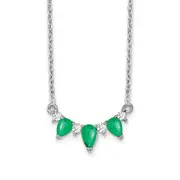 14k White Gold Emerald and Real Diamond 18 inch Necklace